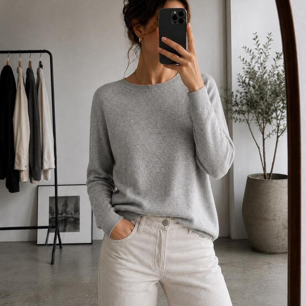 Avellini 100% Cashmere Sweater Gray Size XL
